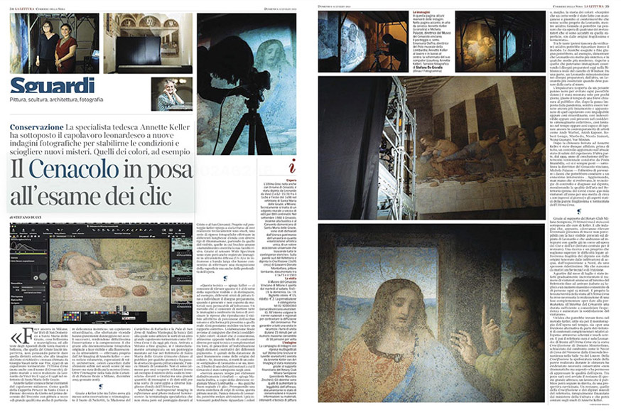 artIMAGING Multispectral Imaging - Artikel im Corriere della sera – La lettura - Leonardos „Il Cenacolo in posa all´esame dei clic”